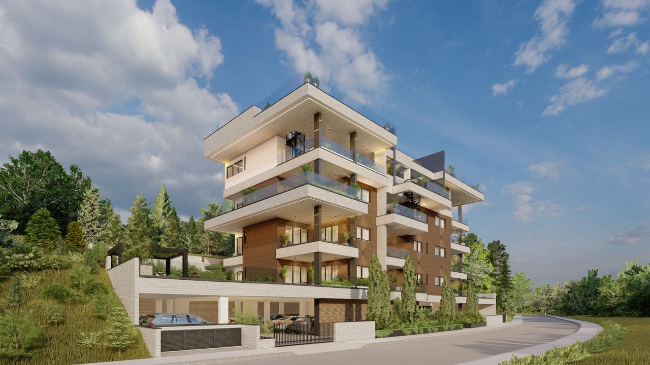 New residential development with timber-clad balconies set among trees